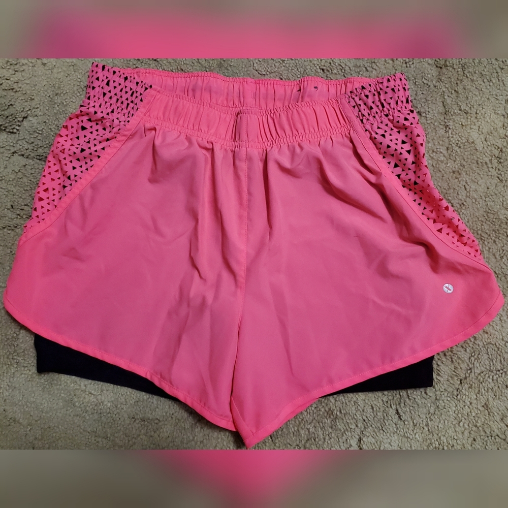 Pink and black active shorts